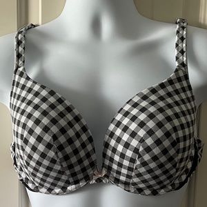 Cacique Boost Plunge Black White Cotton Bra - 44B